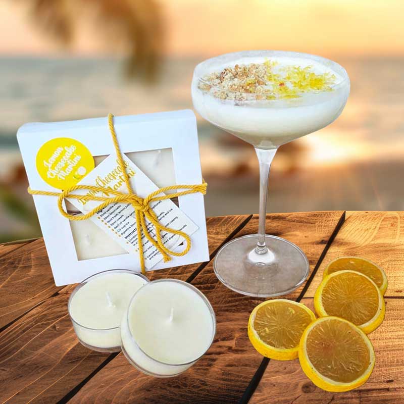 Lemon Cheesecake Martini Cocktail Soy Maxi Candles - Set of 4