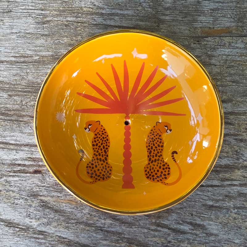 Leopard Palm Incense Holder - Round