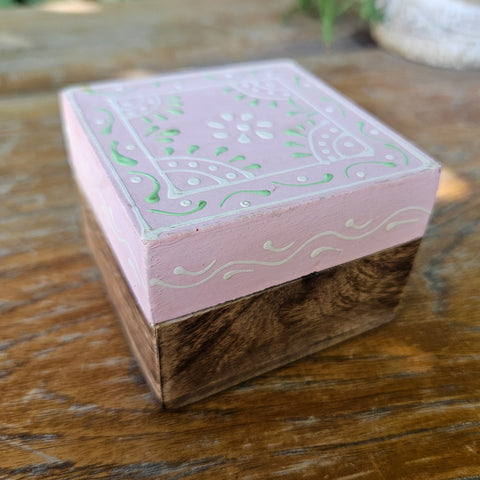 Light Pink Mini Wood Box - Handpainted