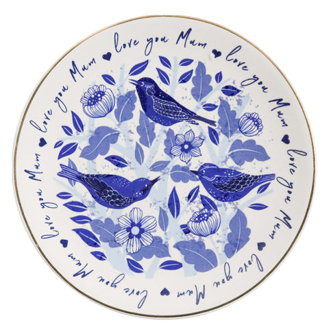 Love You Mum Blue Birds - Trinket Dish