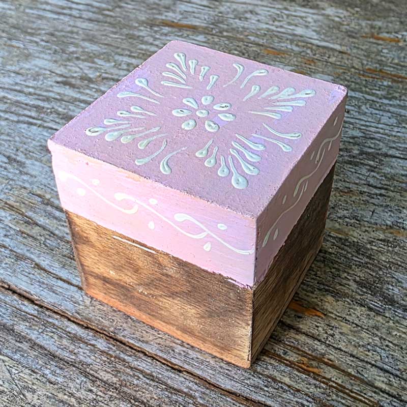 Light Pink Mini Wood Box - Handpainted