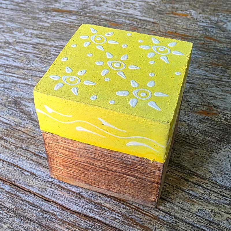 Yellow Mini Wood Box - Handpainted