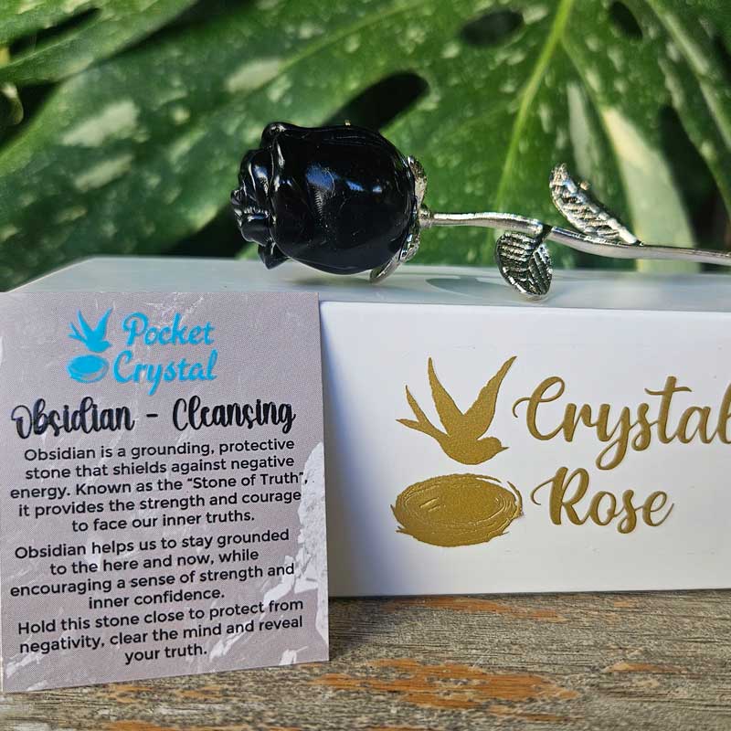 Obsidian Crystal Rose - Cleansing