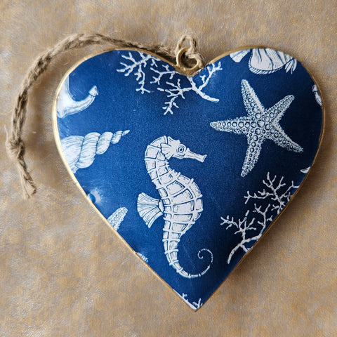 Ocean Design Hanging Metal Heart Ornament
