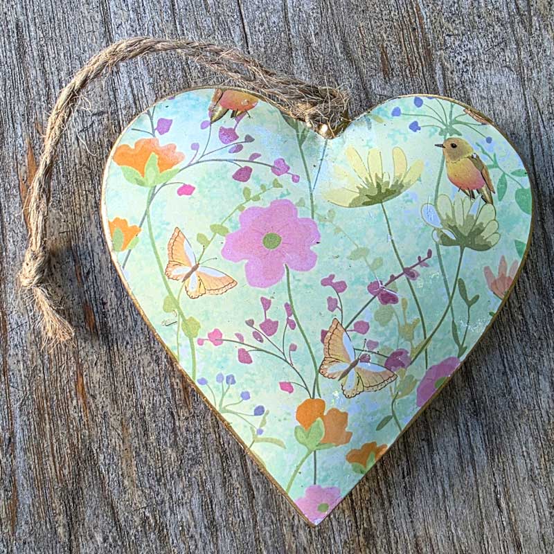 Pastel Springtime Metal Heart Ornament