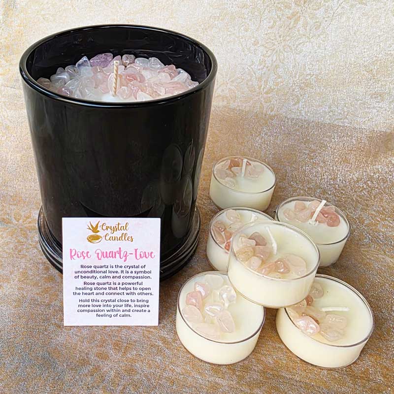 Rose Quartz Crystal Soy Candle - Bulgarian Rose Large 320g