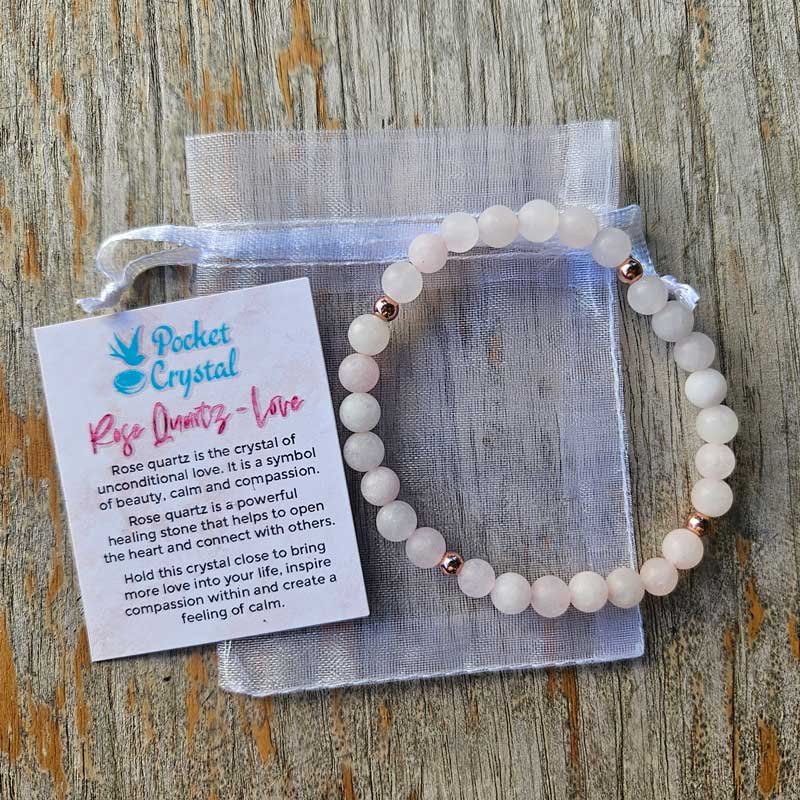 Rose Quartz Crystal Essential Oil Diffuser Stretch Bracelet