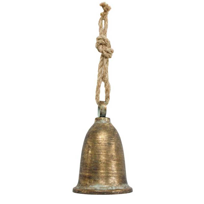 Rustic Brass Bell - Antique Gold Long