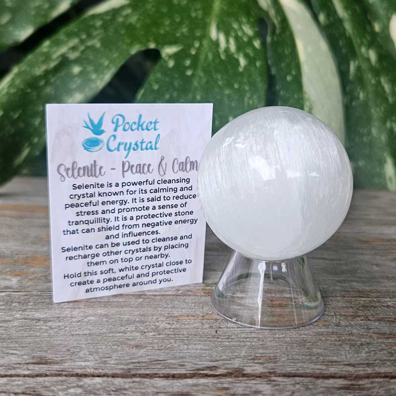 Selenite Crystal Sphere & Stand - Peace & Calm