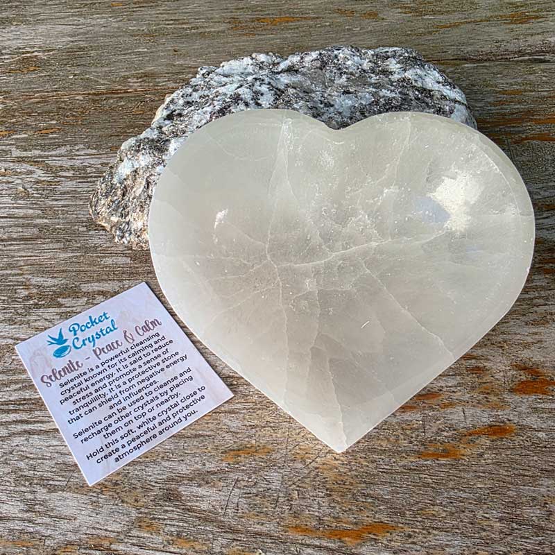 Selenite Crystal Heart Trinket Dish