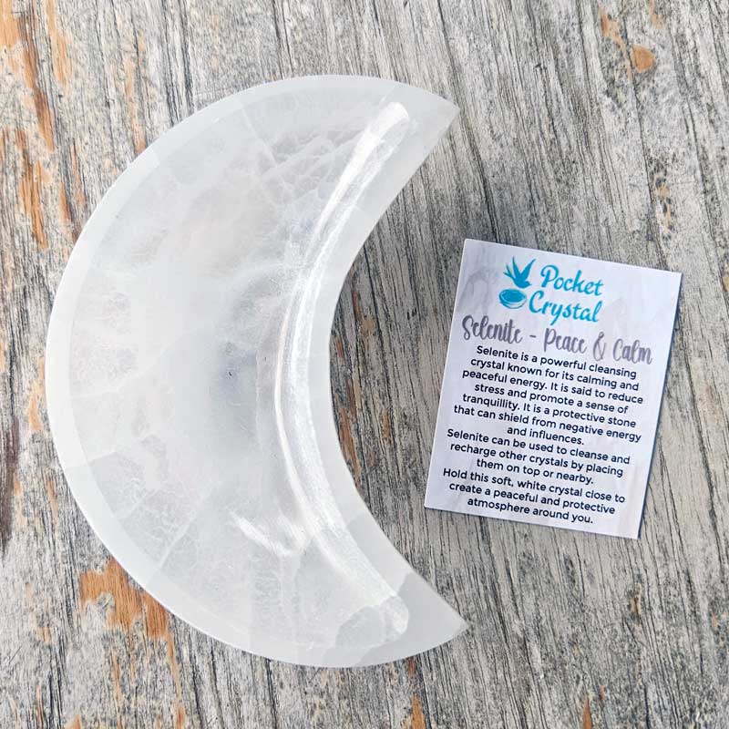 Selenite Crystal Moon Trinket Dish
