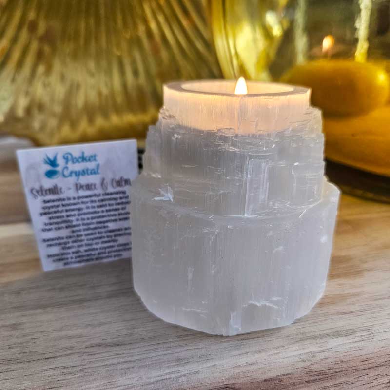 Selenite Crystal Tealight Candle Holder