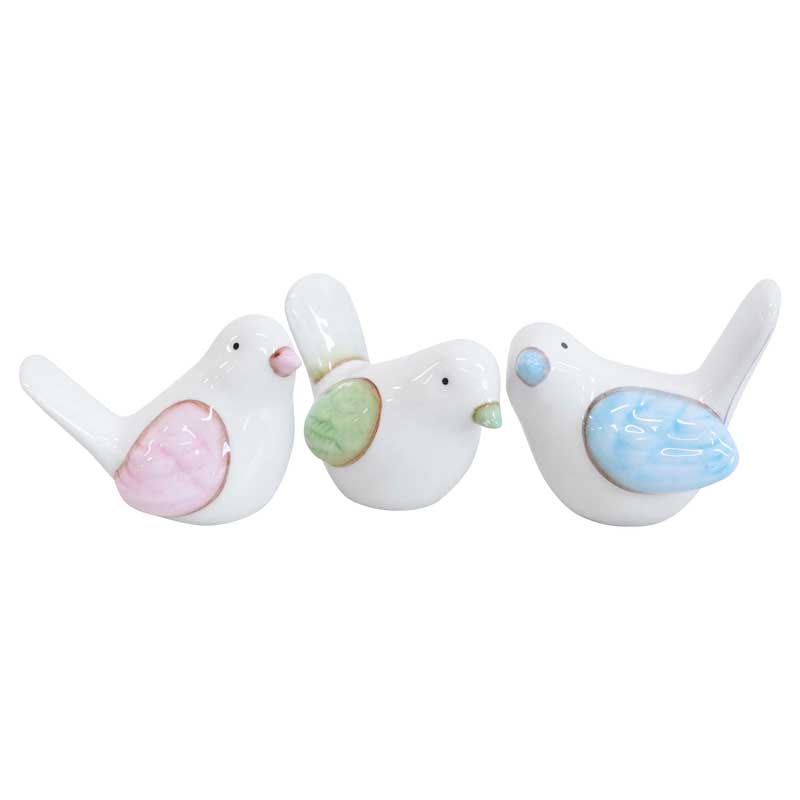 Set of 3 Mini Ceramic Birds
