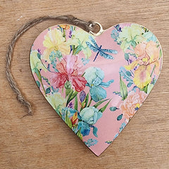 Springtime Metal Heart Ornament - Blush