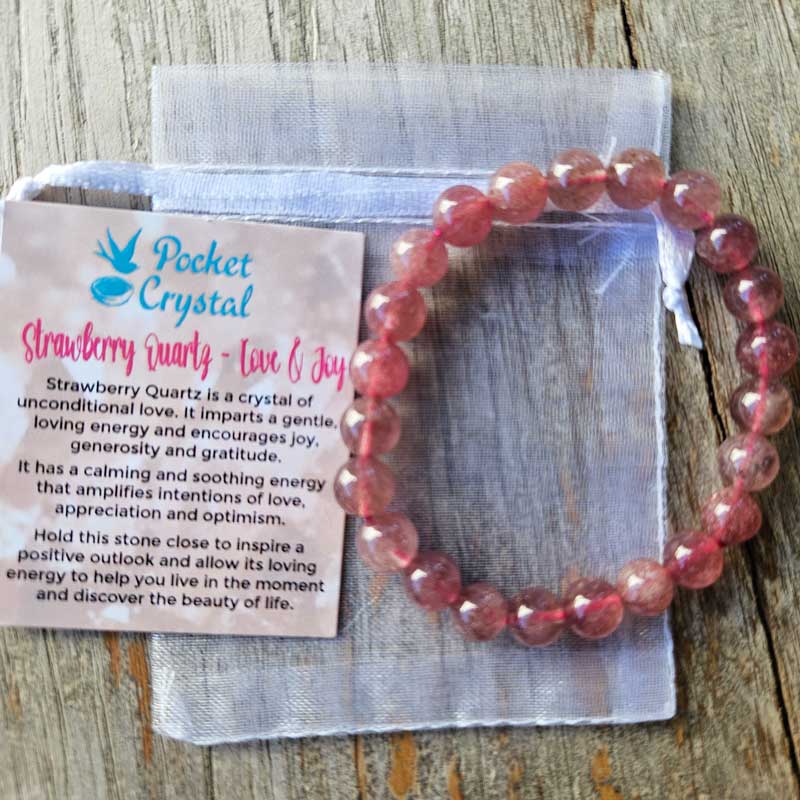 Strawberry Quartz Crystal Stretch Bracelet