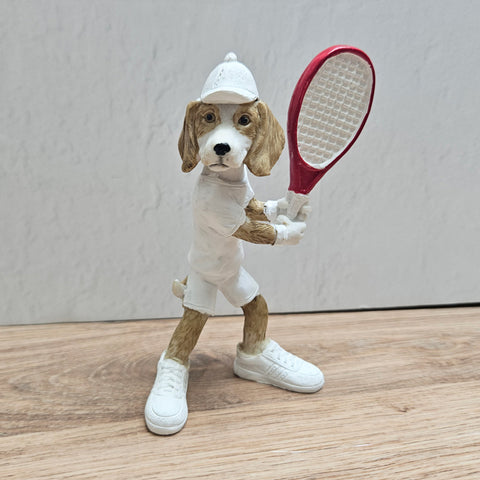 Tennis Playing Beagle Dog Figurine
