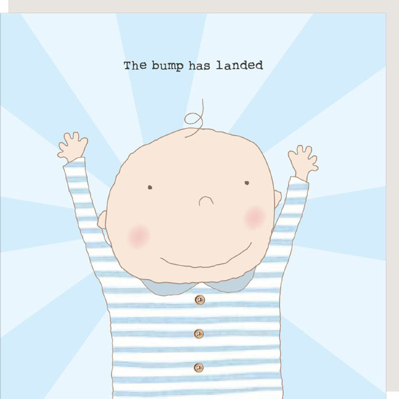 Rosie Made A Thing New Baby Card - The Bump Has Landed (Blue)
