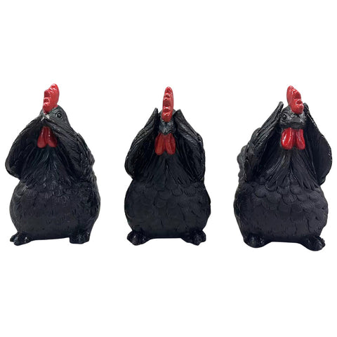 Three Wise Chickens - Black