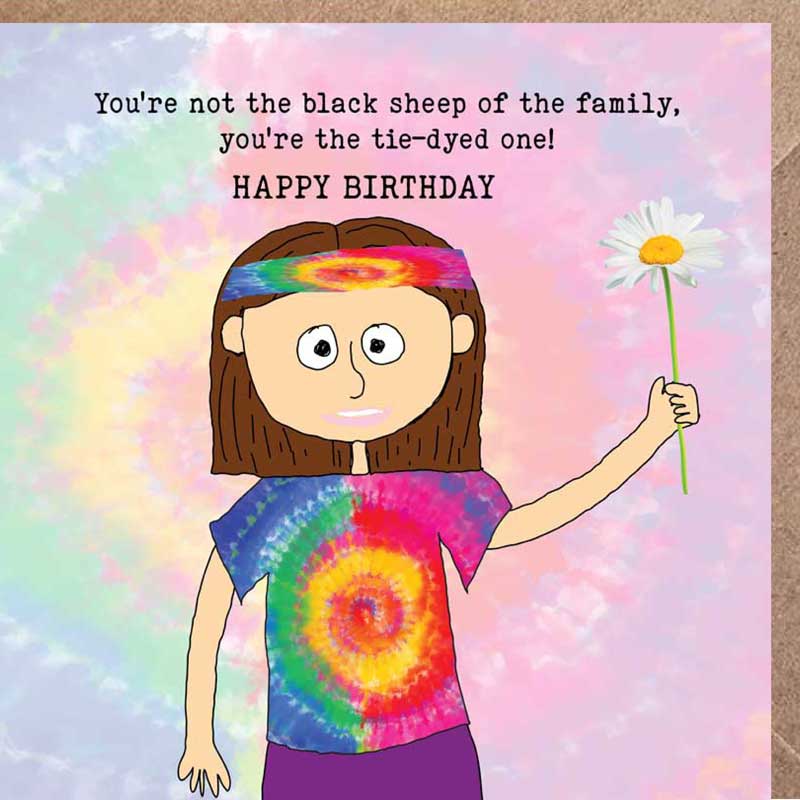 Lucy Loves Life Card - Happy Birthday Tie-Dyed