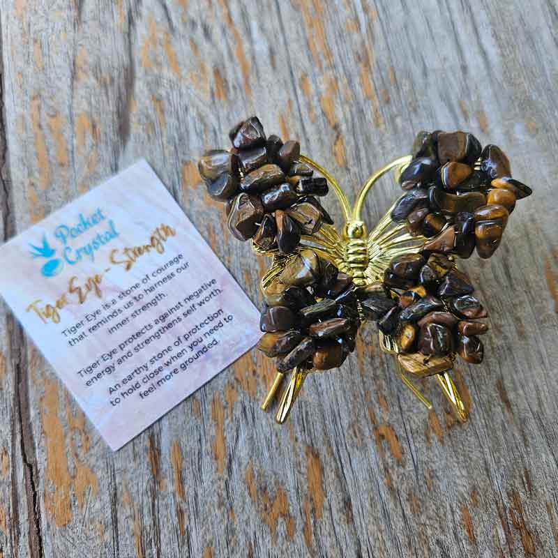 Tiger Eye Crystal & Metal Butterfly - Strength