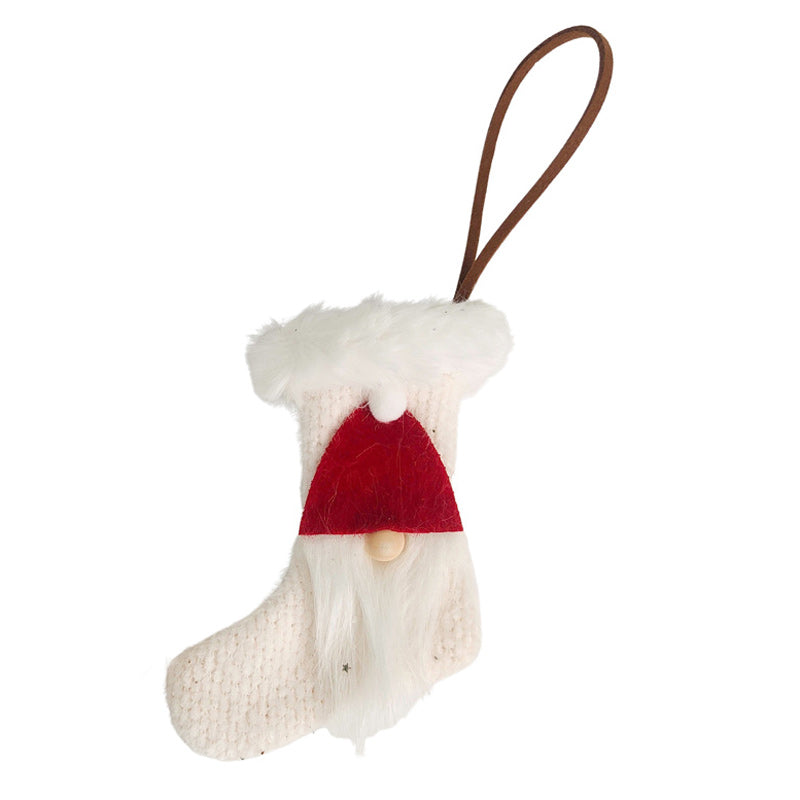 Hanging Christmas Stocking Tomte Decoration - White