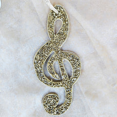 Hanging Treble Clef Music Note Ornament - Gold