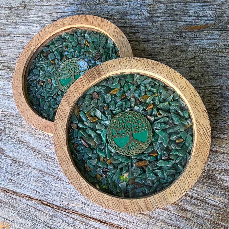 Tree Of Life Aventurine & Tiger Eye Coasters - Set of 2