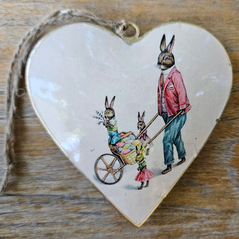 Vintage Metal Heart Rabbit Deisgn - Wheelbarrow
