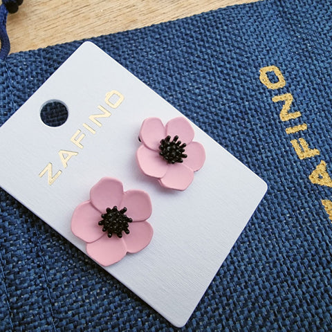 Mini Flower Stud Earrings By Zafino - Pink