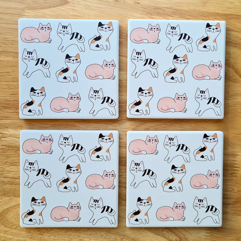 Cat Design Set of 4 Coasters