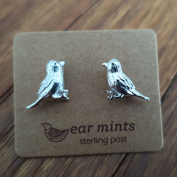 Brushed Metal Tweety Bird Ear Mints Earrings Silver The Chic Nest