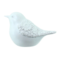 Bird Figurine Daisy Floral Design - White Large