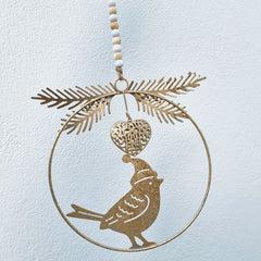 Hanging Bird In Ring - Gold