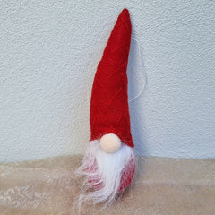 Hanging Gnome Christmas Ornament With Red Hat
