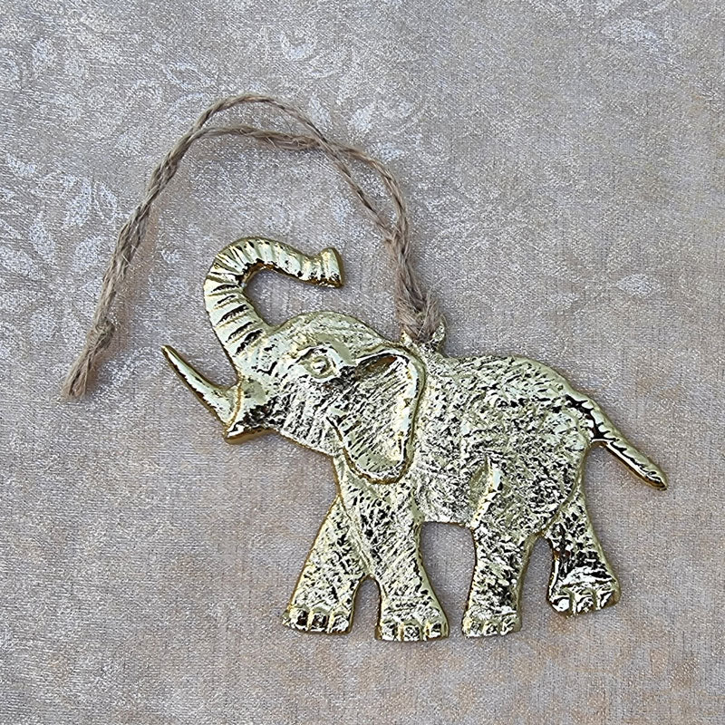 Hanging Brass Christmas Elephant Ornament