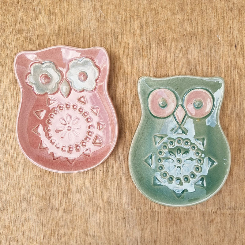 Owl Trinket Plate - Sage Green