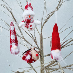 Hanging Gnome Christmas Ornament With Check Hat