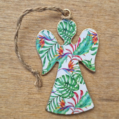 Tropical Leaves Metal Angel Ornament - 3 Designs
