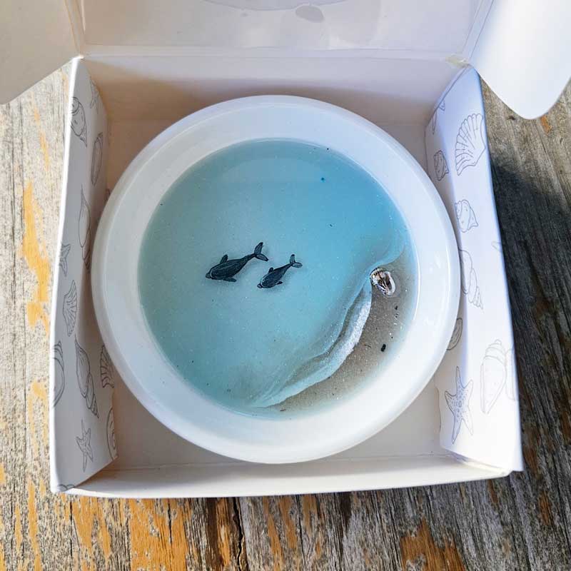 10cm Ceramic Trinket Dish - Floating Dolphin