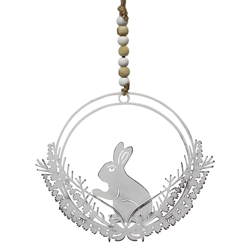 Bunny Botanical Wreath - Metal White