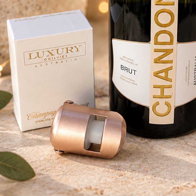 Champagne Stopper Gift Boxed - Rose Gold
