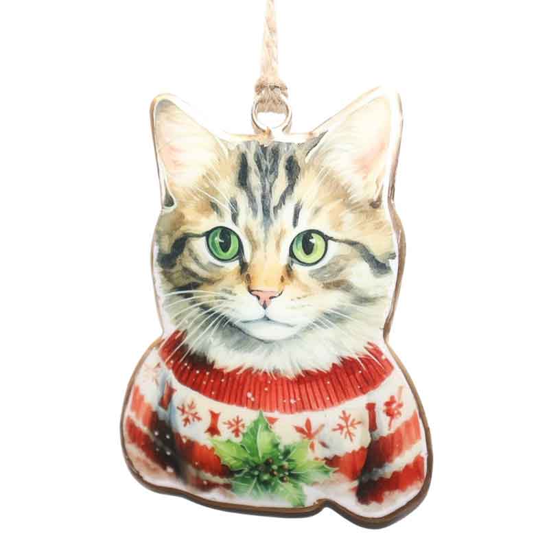 Christmas Cat Hanging Ornament  - Wearing Jumper