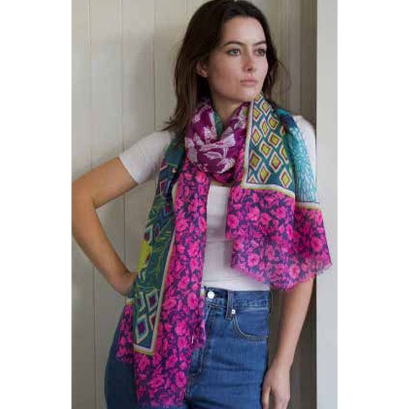 Fuchsia And Sage Print Scarf