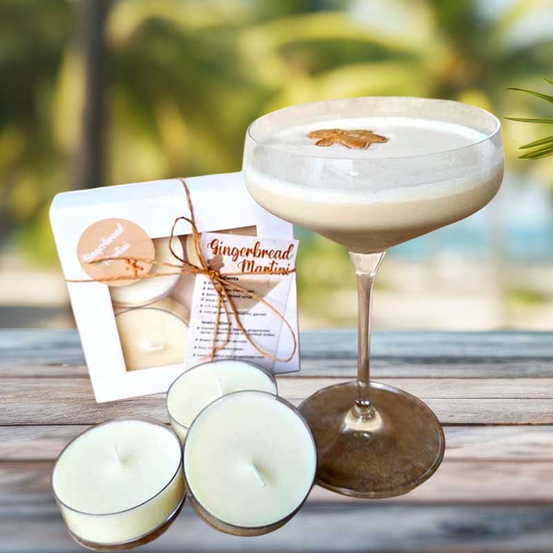 Gingerbread Martini Cocktail Soy Maxi Tealight Candles - Set of 4