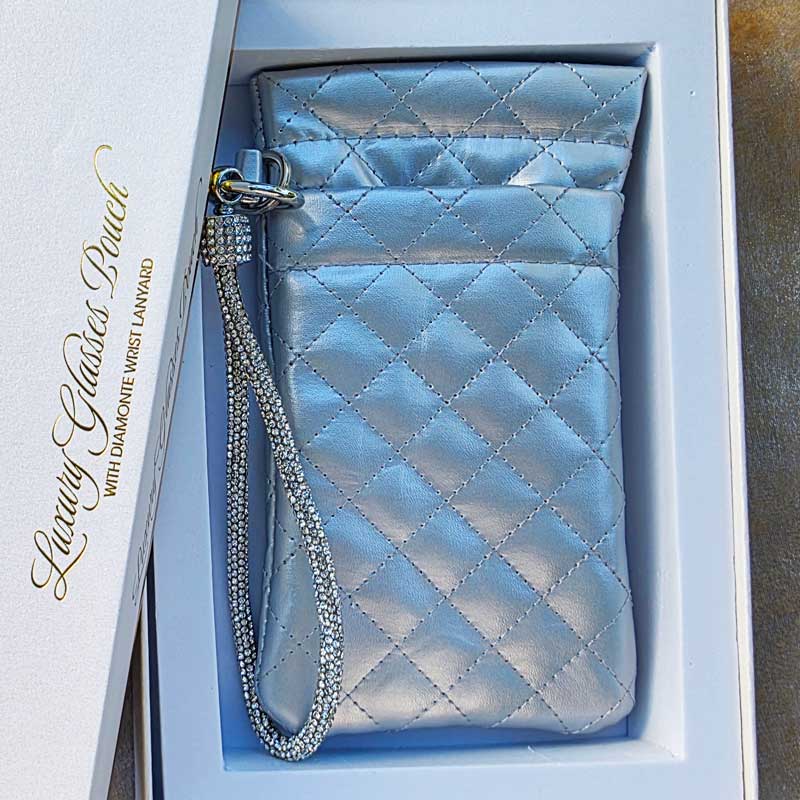Diamonte Wrist Strap Pouch Gift Boxed - Silver
