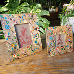 Handpainted Wooden Floral Photo Frame 4 x 4