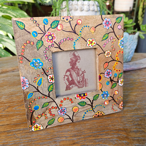 Handpainted Wooden Floral Photo Frame 4 x 4