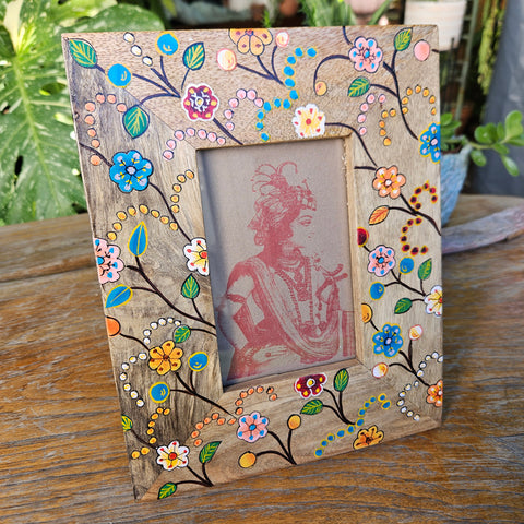 Handpainted Wooden Floral Photo Frame 4 x 6