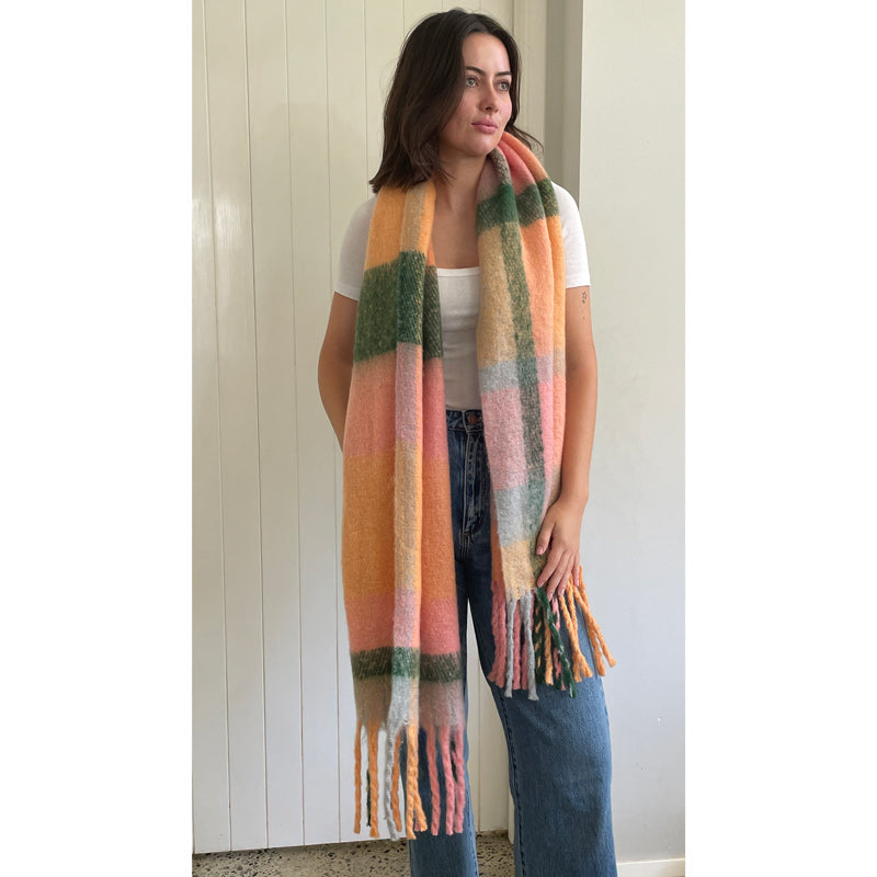 Lime Parfait & Peach Fuzz Winter Scarf