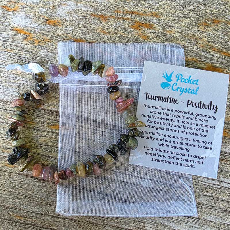 Multicolour Tourmaline Crystal Chip Stretch Bracelet